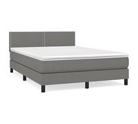 Qnhdfrt 140x190cm Double Box Spring Bed with Mattress, Dark Gray Fabric | Complete set features a pocket spring mattress, soft topper, and height-adjustable headboard for customized comfort.