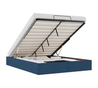 Qnhdfrt 140x190cm Double Gas Lift Storage Bed Frame, Blue Fabric