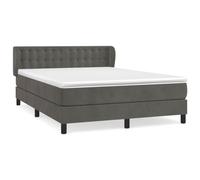 Qnhdfrt 140x190cm Velvet Box Spring Bed with Mattress, Dark Gray | Features an adjustable headboard, pocket spring support, and a soft topper for complete bedroom comfort.