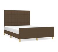 Qnhdfrt 140x200cm Bed Frame with Adjustable Headboard, Dark Brown Fabric | Built with a solid wood structure for durability, designed for adult bedrooms and compatible with standard mattresses.