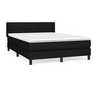 Qnhdfrt 140x200cm Black Fabric Box Spring Bed with Mattress | Features a pocket spring mattress, soft topper, and height-adjustable headboard for personalized comfort.