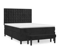 Qnhdfrt 140x200cm Black Velvet Box Spring Bed Set with Mattress & Bench | Features an adjustable headboard, pocket spring mattress, soft topper, and matching bench for a complete setup.