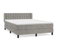 Qnhdfrt 140x200cm Velvet Box Spring Bed Set with Mattress, Gray | Features an adjustable headboard, pocket spring mattress, and soft topper for complete bedroom comfort.