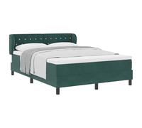 Qnhdfrt 140x200cm Velvet Box Spring Bed with Mattress, Dark Green | Includes an adjustable headboard and soft mattress topper to complete this double bed set for adults.