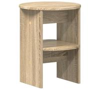 Qnhdfrt 15.7" Round Engineered Wood Side Table with Storage, Sonoma Oak