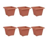 Qnhdfrt 15-inch Square Plastic Planters, 6-Pack Brick Red