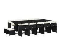 Qnhdfrt 15-Piece Black Outdoor Rattan Dining Set with Cushions