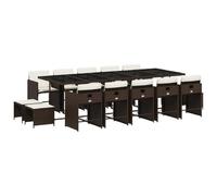Qnhdfrt 15-Piece Brown Rattan Outdoor Patio Dining Set with Cushions