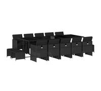 Qnhdfrt 15-Piece Nesting Black Wicker Outdoor Dining Set