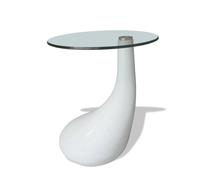 Qnhdfrt 16.5" Round Tempered Glass Side Table, Glossy White