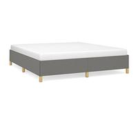 Qnhdfrt 160x200 cm Dark Gray Fabric Bed Frame with Slats | Features a sturdy plywood slat base supporting a standard double mattress; mattress is not included.
