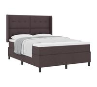 Qnhdfrt 160x200cm Box Spring Bed with Mattress & Topper, Dark Brown | Includes a height-adjustable headboard and durable fabric frame, designed for adult double bedrooms.