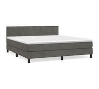 Qnhdfrt 160x200cm Velvet Box Spring Bed with Mattress & Headboard