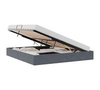 Qnhdfrt 160x200cm Velvet Gas Lift Storage Bed Frame, Dark Gray