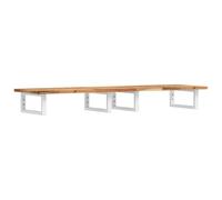 Qnhdfrt 160x40cm Acacia Wood Floating Vanity Shelf with White Brackets