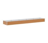 Qnhdfrt 16x3x1.2ft Galvanized Steel Raised Garden Bed, Light Brown