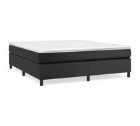 Qnhdfrt 180x200 cm Black Faux Leather Bed Frame with Slats