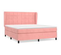 Qnhdfrt 180x200 cm Pink Velvet Box Spring Bed Set
