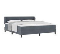 Qnhdfrt 180x200cm Dark Gray Velvet Box Spring Bed with Mattress