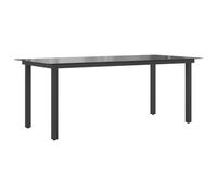 Qnhdfrt 190x90cm Black Aluminum and Glass Rectangular Outdoor Dining Table