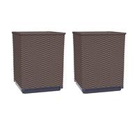Qnhdfrt 2-Pack 12-inch Brown Polypropylene Square Planters | Weather-resistant flower pots measuring 12x12x14.5 inches, ideal for outdoor garden, balcony, and patio plants.