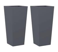Qnhdfrt 2-Pack Anthracite Steel Tall Garden Planters | Each flower box measures 35x35x75 cm, designed for outdoor, balcony, and terrace use.