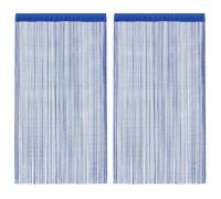 Qnhdfrt 2-Pack Blue Polyester String Curtains 39x98 in Rod Pocket