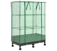 Qnhdfrt 2-Pack Brown Plastic Planter Box with Greenhouse and Wheels | Sized at 80x40x129 cm, this rectangular mobile set is designed for growing vegetables on outdoor patios and balconies.
