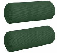 Qnhdfrt 2-Pack Dark Green Corduroy Bolster Pillows, 6x16 inches