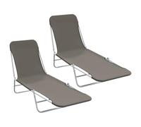 Qnhdfrt 2-Pack Folding Steel & Oxford Fabric Patio Lounge Chairs, Grey