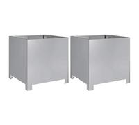 Qnhdfrt 2-Pack Galvanized Steel Square Planter Boxes, 16x16x16 | Deep outdoor pots designed for growing vegetables, flowers, and herbs on your garden patio or balcony.