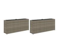 Qnhdfrt 2-Pack Grey PE Rattan Rectangular Garden Planters