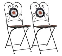 Qnhdfrt 2-Pack Mosaic Ceramic & Wrought Iron Folding Bistro Chairs