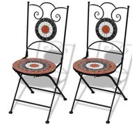 Qnhdfrt 2-Pack Mosaic Folding Bistro Chairs Ceramic Iron Terracotta