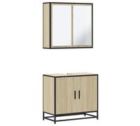 Qnhdfrt 2-Piece Bathroom Vanity and Wall Mirror Cabinet Set, Sonoma Oak