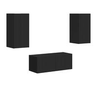 Qnhdfrt 2-Piece Black Wall Mounted Floating TV Stand, Engineered Wood
