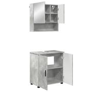 Qnhdfrt 2-Piece Concrete Gray Bathroom Cabinet and Mirror Set