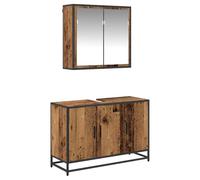 Qnhdfrt 2-Piece Engineered Wood Bathroom Vanity and Mirror Cabinet Set