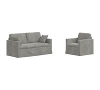 Qnhdfrt 2-Piece Modular Velvet Sofa, Light Gray 3-Seater with Metal Frame