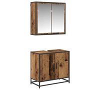 Qnhdfrt 2-Piece Wood Wall-Mount Bathroom Vanity and Mirror Cabinet Set