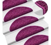 Qnhdfrt 20 Tapis d'Escalier Antidérapants Violet - 56x17x3 cm Marchettes Demi-Rondes Envers Adhésif Douillet en Polypropylène Tufté pour Protection et Décoration des Marches Intérieures