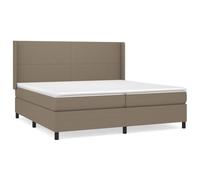 Qnhdfrt 200x200 cm Box Spring Bed with Mattress & Headboard, Taupe