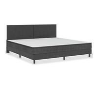 Qnhdfrt 200x200 cm Complete Bed with Mattress & Box Spring, Dark Gray