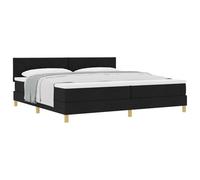 Qnhdfrt 200x200 cm Fabric Box Spring Bed with Mattress & Topper, Black