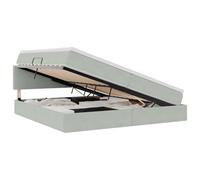 Qnhdfrt 200x200 cm Light Gray Velvet Storage Bed with Mattress