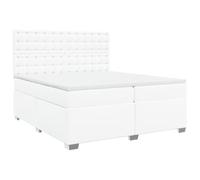 Qnhdfrt 200x200 cm White Faux Leather Bed Frame with Mattress