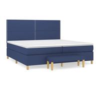 Qnhdfrt 200x200cm Box Spring Bed Set with Headboard & Bench, Blue Fabric