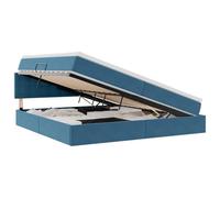 Qnhdfrt 200x200cm Dark Blue Velvet Storage Bed with Mattress
