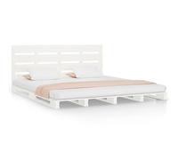 Qnhdfrt 200x200cm White Solid Pine Wood Bed Frame with Slats | Fits standard 200x200cm mattresses for adult bedrooms; mattress and bedding are not included.