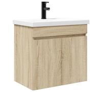 Qnhdfrt 24-inch Floating Bathroom Vanity with Ceramic Sink & Faucet, Oak